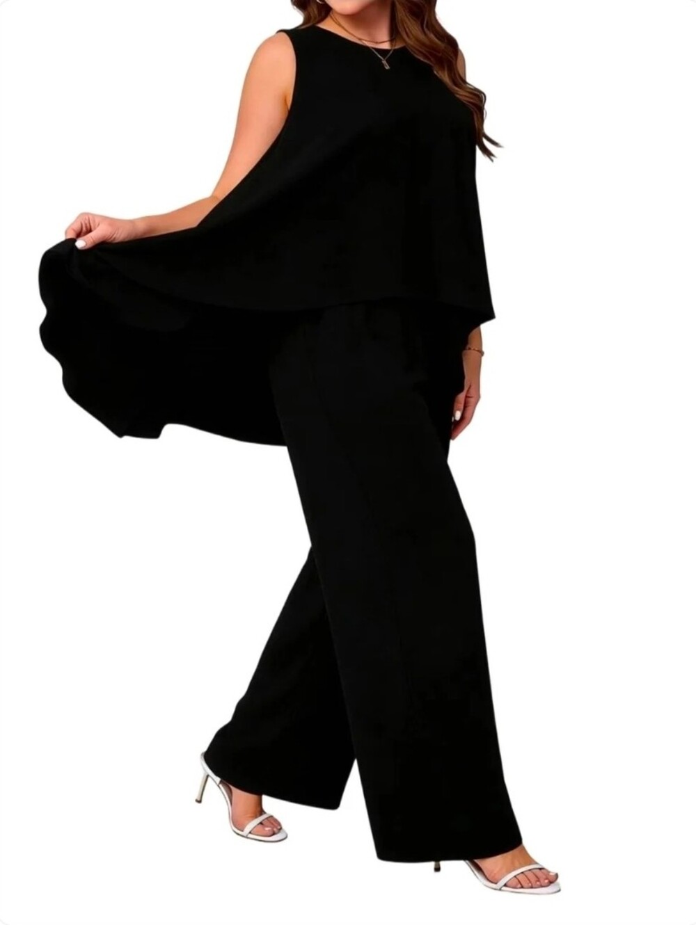 New Elegant Black Wide-Leg 2 Piece Set - Sleek Evening Style